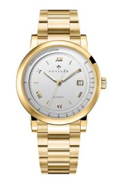 LOBINNI Herren-Armbanduhr, mechanisch, automatisch, wasserdicht, für Herren, modisch, luxuriös, Gold, Weiß, Gold von LOBINNI