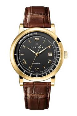 LOBINNI Herren-Armbanduhr, mechanisch, automatisch, wasserdicht, für Herren, modisch, luxuriös, Gold-Schwarz-Braun von LOBINNI