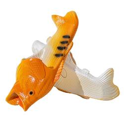 LOBIRGREW Fisch Schlappen Unisex Lustig Fisch Badelatschen für Herren or Damen Funny Fisch Latschen Hausschuhe für Strandhaus Dusche Pool Seite Orange 36/37 von LOBIRGREW