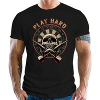 LOBO NEGRO® T-Shirt für Dartspieler und Fans: Play Hard von LOBO NEGRO