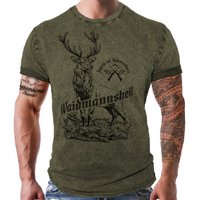 LOBO NEGRO® T-Shirt für Jäger im Washed Look: Waidmannsheil - Jagen ist Naturschutz von LOBO NEGRO