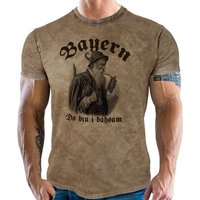 LOBO NEGRO® T-Shirt für Trachten Bayern Fans im Used Vintage Retro Look - Do bin i Dahoam von LOBO NEGRO