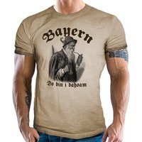 LOBO NEGRO® T-Shirt für Trachten Bayern Fans im Used Vintage Retro Look - Do bin i Dahoam von LOBO NEGRO