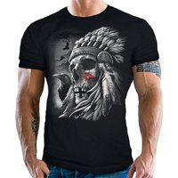 LOBO NEGRO® T-Shirt für Western und Indian Fans: Indian Chief Schwarz von LOBO NEGRO