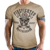 LOBO NEGRO® T-Shirt im used vintage Look für Feuerwehr-Männer - Firefighter Brotherhood von LOBO NEGRO