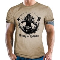 LOBO NEGRO® T-Shirt im vintage retro used Look für Wikinger Fans - Victory or Valhalla von LOBO NEGRO