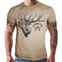 LOBO NEGRO® T-Shirt in Sand Washed Optik für den Jäger: Hunting Club Hirsch von LOBO NEGRO