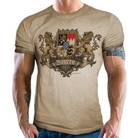 LOBO NEGRO® Trachtenshirt im washed vintage retro used Look: Königliches Wappen von LOBO NEGRO