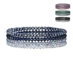 LOCCY Damen Kristall Perlen Armband Mehrschichtiges Steine Armband Boho Modeschmuck Armband Damen Schwarz (blau) von LOCCY
