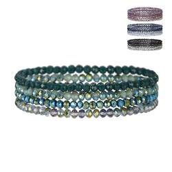 LOCCY Damen Kristall Perlen Armband Mehrschichtiges Steine Armband Boho Modeschmuck Armband Damen Schwarz (grün) von LOCCY