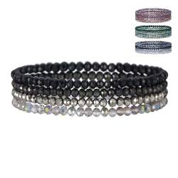 LOCCY Damen Kristall Perlen Armband Mehrschichtiges Steine Armband Boho Modeschmuck Armband Damen Schwarz (schwarz) von LOCCY