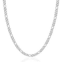 LOCCY Herren Damen Figaro Kette, 3/4/5/6/7/8mm breit Figarokette Halskette Edelstahl Silberkette Figaro Chain Halskette für Mann Fraun in 46/51/56/61/66cm Länge (Silber - 3mm Breit, 51) von LOCCY