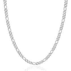 LOCCY Herren Damen Figaro Kette, 3/4/5/6/7/8mm breit Figarokette Halskette Edelstahl Silberkette Figaro Chain Halskette für Mann Fraun in 46/51/56/61/66cm Länge (Silber - 3mm Breit, 56) von LOCCY