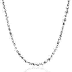 LOCCY Herren Damen Verdrehte Halskette, 2/3/4/5/6mm breit Kordelkette Verdrehte Kette Edelstahl Silberkette Rope Kette Seilkette Halskette für Mann Fraun in 46-66cm Länge (Silber - 5mm Breit, 51) von LOCCY