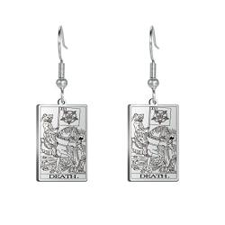 Tarot-Karten-Ohrringe – 22 Arten Tarot-Weinlese-Wahrsagung-Ohrringe Für Frauen Mädchen Astrologie Magische Arcana-Ohrringe Tarot-Geschenke Für Frauen Tod 12,5 X 22,3 Mm von LODMLOER