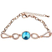 LÖB Armband Armband Armreif Tropfen Zirkonia Rosegold Blau, Damen Armkette mit weißen Glitzer Zirkonia Steinen Vergoldet Rose Gold Türkis Ringe Dünn Schmal Verstellbar Geschenke Für Frauen Freundin Mama zum Valentinstag Geburtstag von LÖB