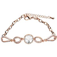 LÖB Armband Armband Armreif Tropfen Zirkonia Rosegold Weiß, Damen Armkette mit weißen Glitzer Zirkonia Steinen Vergoldet Rose Gold Ringe Dünn Schmal Verstellbar Geschenke Für Frauen Freundin Mama zum Valentinstag Geburtstag von LÖB