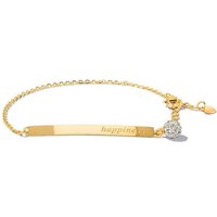 LÖB Armband Armband Titan Happiness Gravur Zirkonia Stein Gold, Dünne Damen Armkette Armreif mit weißen Steinen Glitzer Shamballa Kugel Freundschaft Verstellbar Plättchen Schrift Vergoldet Geschenke Für Frauen Freundin Mama zum Valentinstag Geburtstag von LÖB