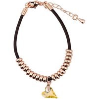 LÖB Armband Damen Armband Roségold Vergoldet Herz Kristall Stein Anhänger Schwarz (Geschenke für Frauen Freundin zum Geburtstag Weihnachten Weihnachtsgeschenke), Armreif Herzanhänger Herzkette Herzchen Herzform Rotgold Topas Gold von LÖB