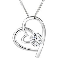 LÖB Kette mit Anhänger Damen Halskette 925 Silber Infinity Herz Anhänger Zirkonia Stein Weiß (Herzkette Glitzer Strass Kette Unendlich Herzanhänger), Geschenke für Frauen zum Geburtstag Weihnachten Weihnachtsgeschenke von LÖB