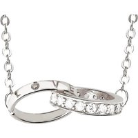 LÖB Kette mit Anhänger Damen Halskette 925 Silber Ringe Anhänger Love Gravur Zirkonia Stein (Geschenke für Frauen Freundin zum Geburtstag Weihnachten Weihnachtsgeschenke), Kette Ring Verschlungen Strass Glitzer Steine Liebe von LÖB