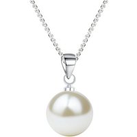 LÖB Kette mit Anhänger Damen Halskette 925 Silber Tropfen Perlen Anhänger Perlenkette Weiß (Geschenke für Frauen Freundin Sie zum Geburtstag Weihnachten Weihnachtsgeschenke), Perlenanhänger 10mm Collier Tropfenanhänger Braut Brautschmuck von LÖB