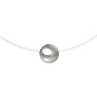 LÖB Kette mit Anhänger Damen Halskette Nylon Collier Perle Perlenanhänger Silber Grau (Geschenke für Frauen Freundin zum Geburtstag Weihnachten Weihnachtsgeschenke Ostern Muttertag Valentinstag Muttertagsgeschenk), Halsband Halsnah Nylonband Tropfen Anhänger Schwebend Perlenkette von LÖB