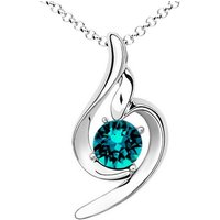 LÖB Kette mit Anhänger Damen Halskette Tropfen-Anhänger Oval Zirkonia Silber Türkis Blau Aqua, Hellblau Geschenke Frauen Freundin Mama Mutter Geburtstag Muttertag von LÖB