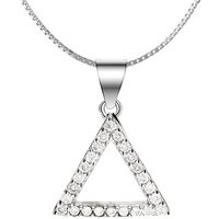 LÖB Kette mit Anhänger Halskette 925 Silber Zirkonia mit Dreieck Anhänger, Damen Kette Dreieck Offen mit Glitzer Strass Steinen Minimalistisch Geometrisch 45cm Braut Brautschmuck Dreieckskette Silberkette Minimal Geschenke für Frauen Freundin Mama zum Valentinstag Geburtstag von LÖB