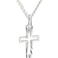 LÖB Kette mit Anhänger Halskette 925 Silber mit Kreuz Anhänger Diamantiert 45cm Kreuzanhänger (Kette Kreuzkette Schlicht Silberkette), Geschenke für Damen Herren Mädchen Kinder zum Geburtstag Kommunion von LÖB