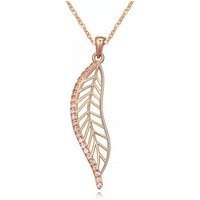 LÖB Kette mit Anhänger Halskette Blatt Anhänger Zirkonia Steine Roségold, Damen Kette Strass Glitzer Kristall Steinchen Rose Gold Vergoldet Geschenke für Frauen Freundin Mama zum Valentinstag Geburtstag von LÖB