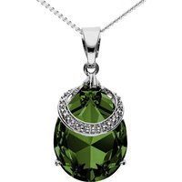 LÖB Kette mit Anhänger Halskette Kette Zirkonia Tropfen Strass Glitzer Anhänger Silber Grün (Inkl. Schmuckbox, Geschenke für Frauen Freundin zum Geburtstag Ostern), Damen Elegant Tropfenanhänger Oval Stein Groß Tropfenform von LÖB