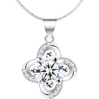 LÖB Kette mit Anhänger Halskette Silber Infinity Blume Zirkonia Solitär Stein Blüte Anhänger (Geschenke für Frauen Freundin Mutter Mama zum Geburtstag Muttertag Muttertagsgeschenk, Inkl. Schmuckbox), Kette Steinanhänger Strass Glitzer Steinchen Braut Brautschmuck von LÖB