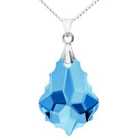 LÖB Kette mit Anhänger Kette 925 Silber Tropfen Kristall Anhänger Blau, Damenkette Silberkette mit blauen Tropfenanhänger Strass Glitzer Kristall Stein Oval Träne Chandelier Braut Brautschmuck Geschenke Für Frauen Freundin Mama zum Valentinstag Geburtstag von LÖB