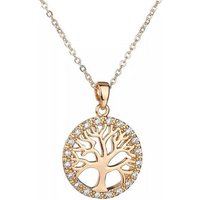 LÖB Kette mit Anhänger Kette 925 Silber Vergoldet Lebensbaum mit Zirkonia, Damen Halskette Baum des Lebens mit Strass Glitzer Steinen Steinchen Vintage Silberkette Gold Geschenke für Frauen Freundin Mama zum Valentinstag Geburtstag von LÖB