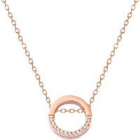 LÖB Kette mit Anhänger Kette Edelstahl Ringanhänger mit Zirkonia Roségold, Damen Halskette mit Ring Kreis Offen Geometrisch Anhänger Vergoldet Rose Gold Kreisanhänger Minimalistisch Modern Schlicht Geschenke für Frauen Freundin Mama zum Valentinstag Geburtstag von LÖB