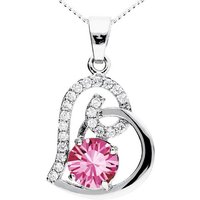 LÖB Kette mit Anhänger Kette Infinity Herz Anhänger Zirkonia Glitzer Stein Silber Rosa Pink (Geschenke für Damen Frauen Freundin Mutter Mama zum Geburtstag Muttertag Muttertagsgeschenk, Inkl. Schmuckbox), Halskette Herzanhänger Herzen Herzkette Strass Herzform Unendlich Ring von LÖB