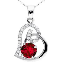 LÖB Kette mit Anhänger Kette Infinity Herz Anhänger Zirkonia Glitzer Stein Silber Rubin Rot (Geschenke für Damen Frauen Freundin Mutter Mama zum Geburtstag Muttertag Muttertagsgeschenk, Inkl. Schmuckbox), Halskette Herzanhänger Herzen Herzkette Strass Herzform Unendlich Ring von LÖB