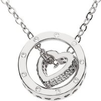 LÖB Kette mit Anhänger Kette Silber Ring Herz Zirkonia Anhänger Herzkette Glitzer Stein (Geschenke für Frauen Freundin Mutter Mama zum Geburtstag Muttertag Muttertagsgeschenk, Inkl. Schmuckbox), Damen Halskette Strass Herzanhänger Herzen Ringanhänger Herzform von LÖB