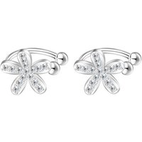 LÖB Ohrklemme Ohrklemme Silber Blumen Zirkonia Ear Cuff Fake Ohr Piercing Ring Hoop (Geschenke für Frauen Freundin Mutter Mama zum Geburtstag Muttertag Muttertagsgeschenk, Inkl. Schmuckbox), Ohrmanschette Set Helix Ohrpiercing Tribal Clip On Ohrringe Klemmring von LÖB