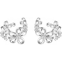 LÖB Ohrklemme Ohrklemme Silber Blumen Zirkonia Ear Cuff Fake Ohr Piercing Ring Hoop (Geschenke für Frauen Freundin Mutter Mama zum Geburtstag Muttertag Muttertagsgeschenk, Inkl. Schmuckbox), Ohrmanschette Set Helix Ohrpiercing Tribal Clip On Ohrringe Klemmring von LÖB