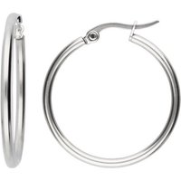 LÖB Paar Creolen Creolen Edelstahl Rund Kreis Ring Silber Dünn, Damen Klappcreolen Kreolen Huggie Ohstecker Ringe hängend mit Stecker Große Ohrringe Ring Groß Flach Breit von LÖB