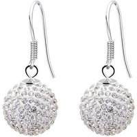 LÖB Paar Ohrhänger Damen Ohrringe 925 Silber Hängend Glitzer Zirkonia Perlen Tropfen Weiß (Geschenke Set für Frauen zum Geburtstag Weihnachten Weihnachtsgeschenke), Perlenohrringe Perle Anhänger Glitzerkugel Strass Shamballa Kugel Rund von LÖB