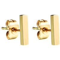 LÖB Paar Ohrstecker Damen Ohrringe 10mm Ohrstecker Gold Vergoldet mit Stab Gelbgold Modern (Geschenke für Frauen zum Geburtstag Weihnachten Weihnachtsgeschenke), Stecker mit Stäbchen Minimalistich Edelstahl Geometrisch Bar Linie von LÖB