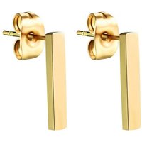 LÖB Paar Ohrstecker Damen Ohrringe Ohrstecker Gold Vergoldet mit Stab 15mm Gelbgold Modern (Geschenke für Frauen zum Geburtstag Weihnachten Weihnachtsgeschenke), Stecker mit Stäbchen Minimalistich Edelstahl Geometrisch Bar Linie von LÖB