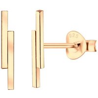 LÖB Paar Ohrstecker Ohrringe 925 Silber Zwei Stab Ohrstecker Roségold, Damen Stecker Rose Gold Vergoldet mit Doppel Linie Kurz Dünn Schlicht Modern Minimalistisch von LÖB