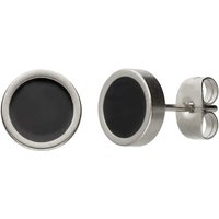 LÖB Paar Ohrstecker Ohrringe Edelstahl Rund Platte Silber Schwarz Matt, Ohrstecker mit Platte Kreise Klein Runde Platten Modern Schmal flach dünn Rund Fake Ohr Plug Damen Herren von LÖB