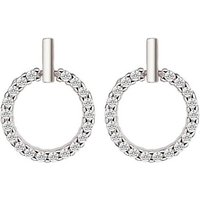 LÖB Paar Ohrstecker Ohrringe Hängend Silber Stab Kreis Offen Zirkonia Steine Ring Anhänger (Geschenke für Frauen Freundin Mutter Mama zum Geburtstag Muttertag Muttertagsgeschenk, Inkl. Schmuckbox), Damen Ohrstecker Ringanhänger Modern Minimalistisch Braut Brautschmuck von LÖB