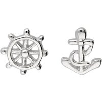 LÖB Paar Ohrstecker Ohrringe Silber Anker Steuerrad Maritim Ohrstecker Klein (Geschenke für Frauen Freundin Mutter Mama zum Geburtstag Muttertag Muttertagsgeschenk, Inkl. Schmuckbox), Damen Stecker Meer Motiv Klein von LÖB