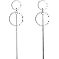 LÖB Paar Ohrstecker Ohrringe Silber Kreis Offen Stab Hängend Modern Minimalistisch Lang (Geschenke für Frauen Freundin zum Geburtstag Ostern, Inkl. Schmuckbox), Damen Ohrstecker Hängend Ringe Anhänger Stecker Ohrhänger Schmal Dünn von LÖB